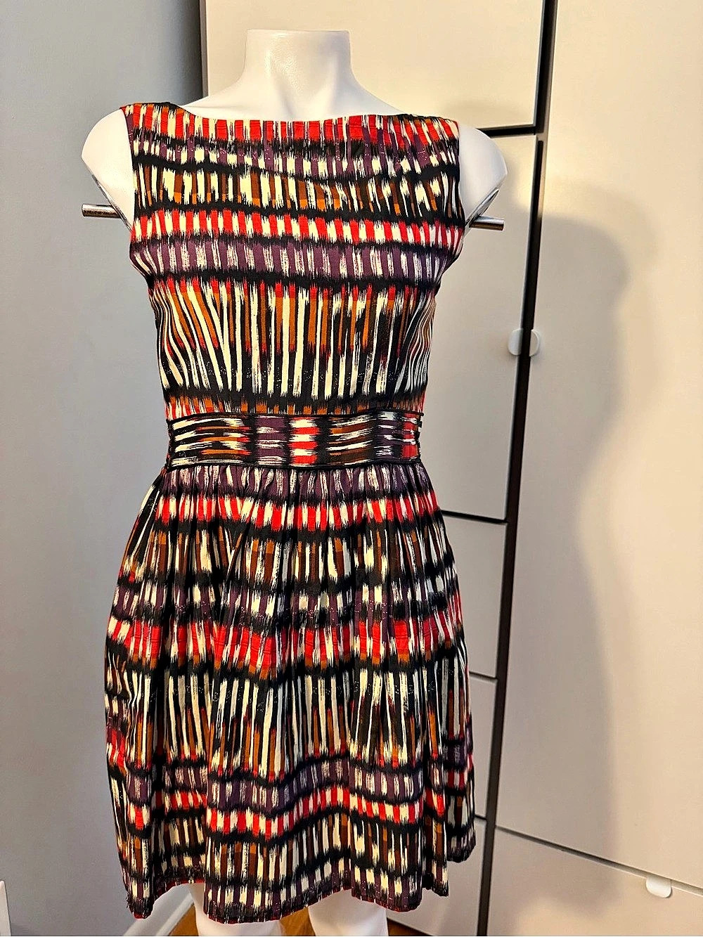 wren Abstract Mini Dress in Black & Red Like New